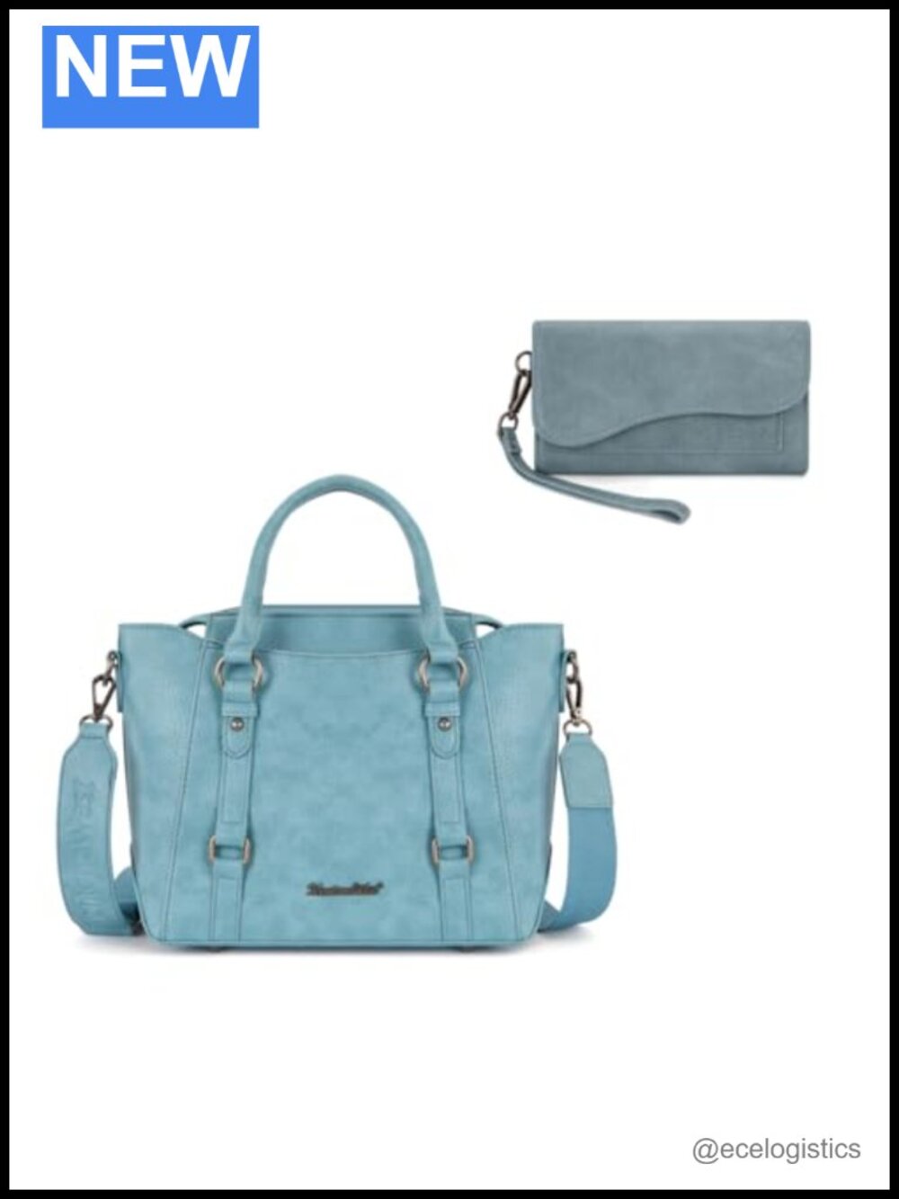 Vegan Leather Tote Bag with RFID Wallet Wristlet Set